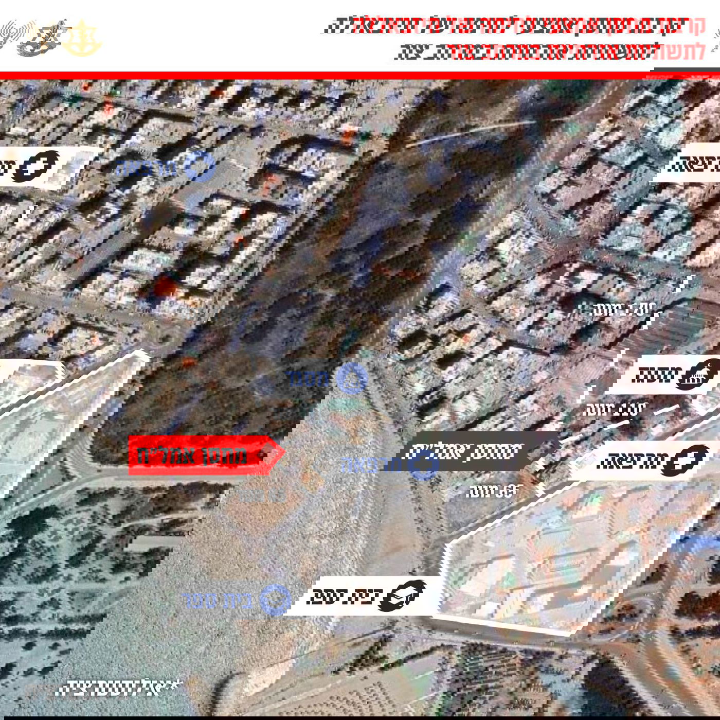 מפת אזורי התקיפה בעיר צור בדרום לבנון