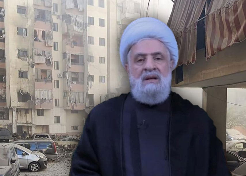 נעים קאסם ברקע תקיפה בדאחייה