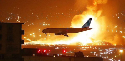 מטוס לבנוני נוחת בשדה התעופה בביירות בזמן תקיפה 