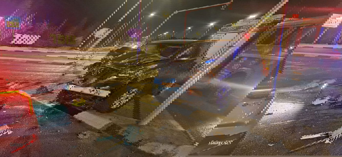 זירת התאונה בכניסה לעומר