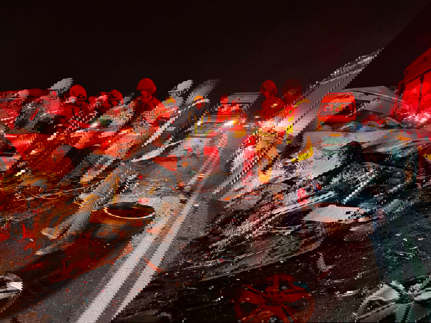 זירת התאונה הקטלנית, הלילה