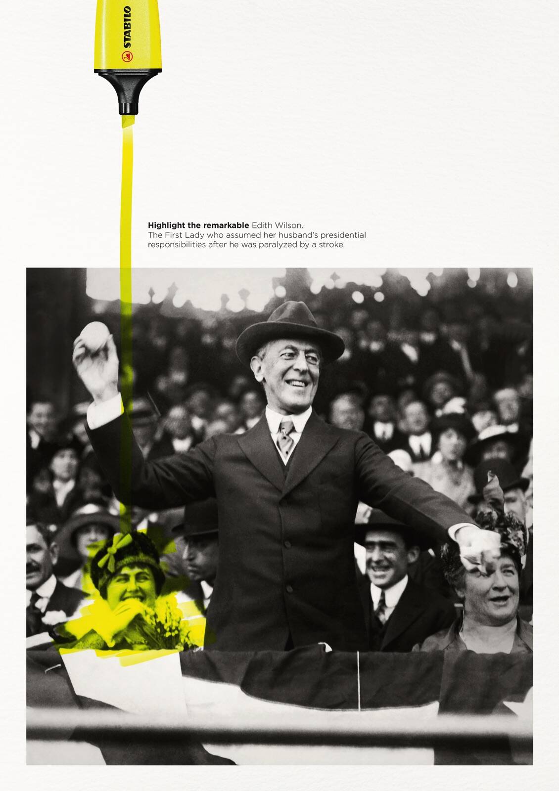 מתוך הקמפיין - וילסון ב"זריקה הראשונה" בלוורד סיריס של 1916. הנשיא המכהן הראשון שעושה זאת