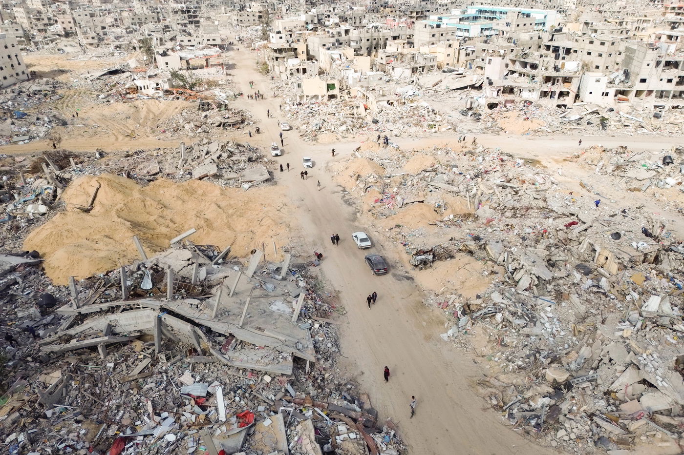 מבט אווירי על ההרס בשכונת תל א-סולטאן ברפיח