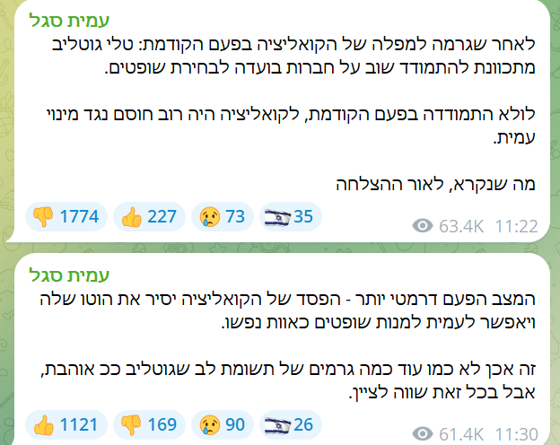 "השופר התורן"; העיתונאי וחברת הכנסת מהימין התעמתו ברקע הוועדה לבחירת שופטים 