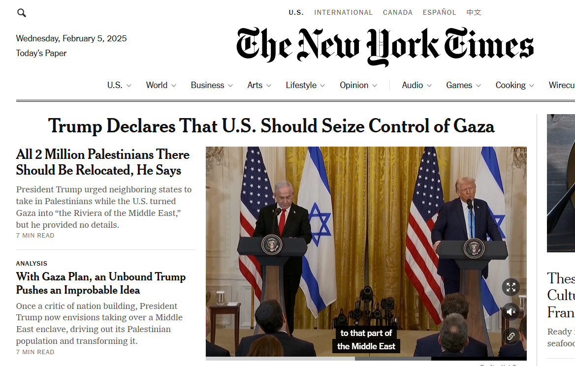 "התוכנית של טראמפ לפלסטין: אין פלסטינים" | סיקור כותרות מארצות הברית ומרחבי העולם