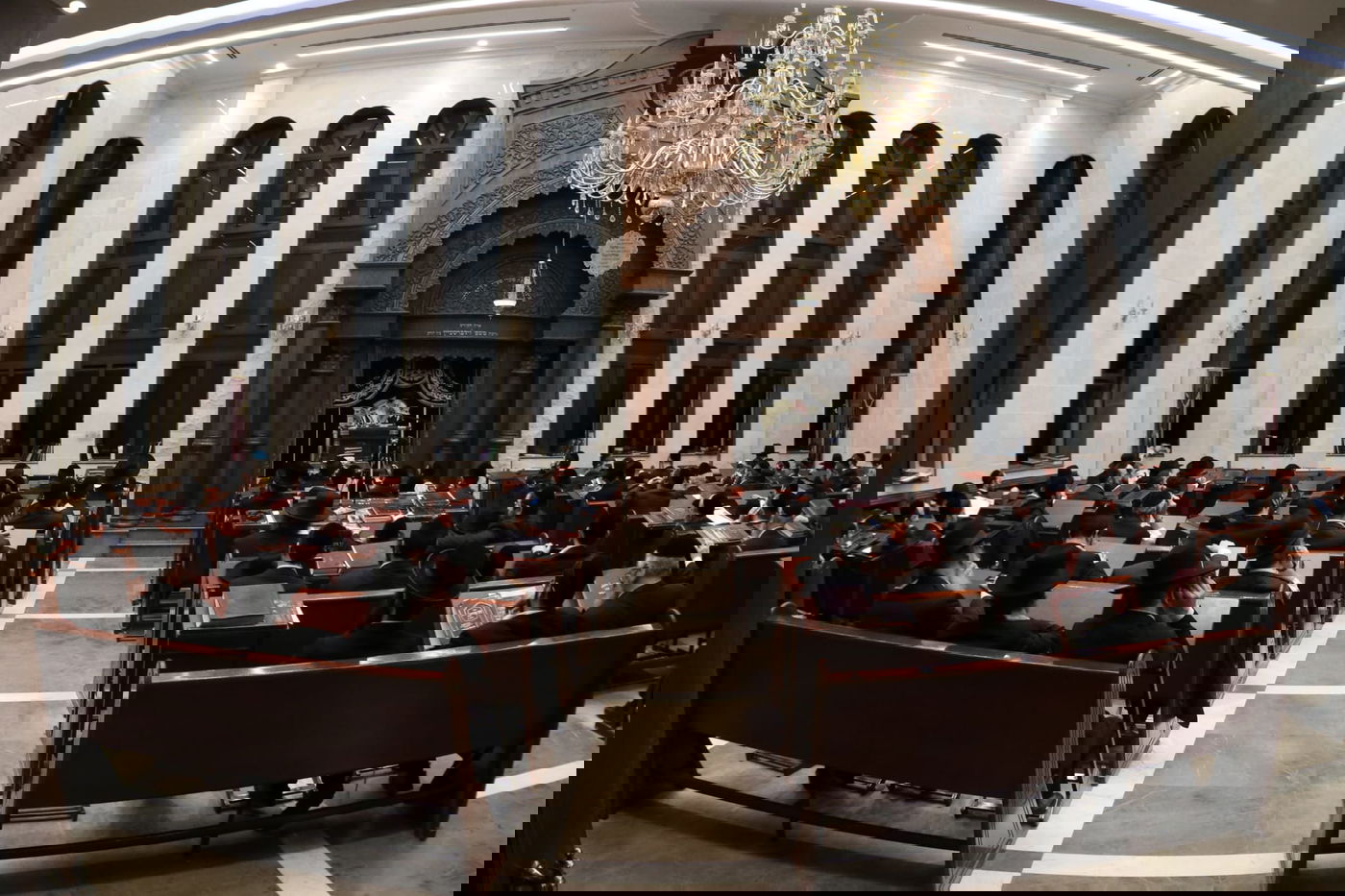 עצרת הספד על הגאון רבי זאב ברלין זצ"ל, בהיכל ישיבת 'גאון יעקב' 