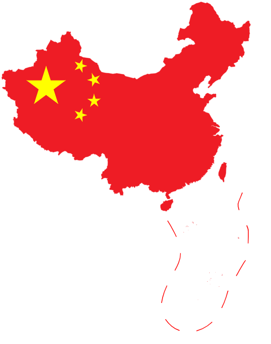 מפת הדגל של הרפובליקה העממית של סין (כולל קו של תשעה מקפים)