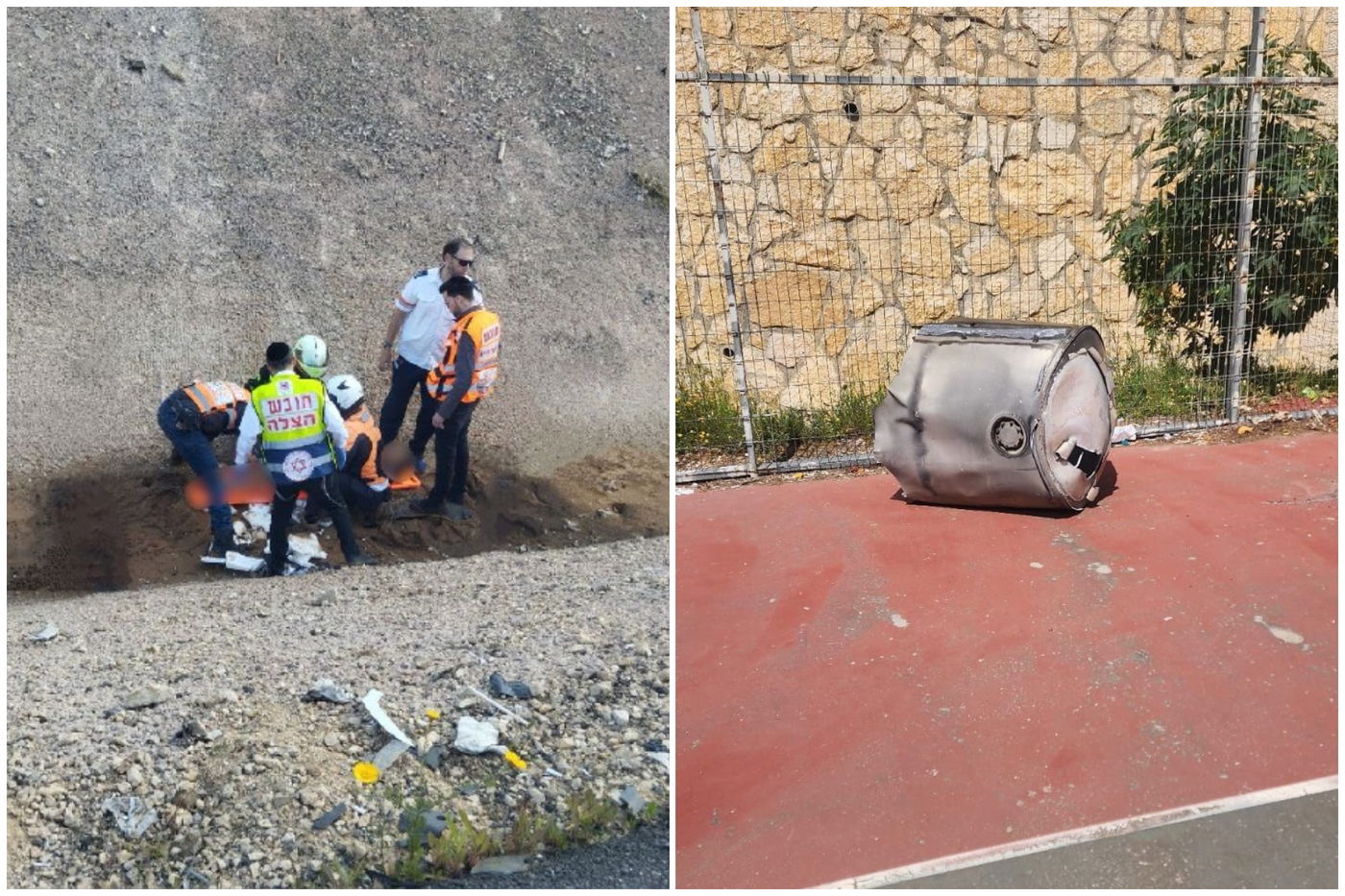 חלקי יירוט וזירת הנפילה לתעלה