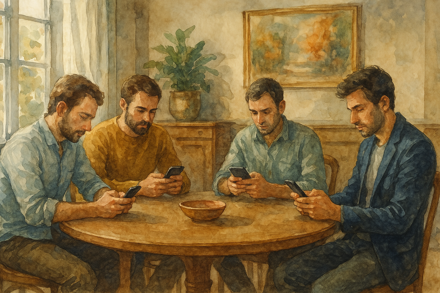 לשבת יחד להיות לבד. FOMO