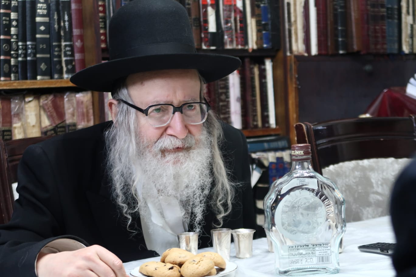האדמו"ר מפינסק קרלין בלחיים בביתו של האדמו"ר מאמשינוב