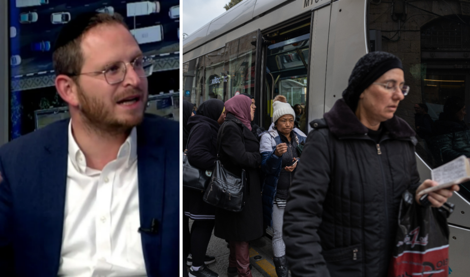 דוד זוהר לצד הרכבת הקלה בירושלים