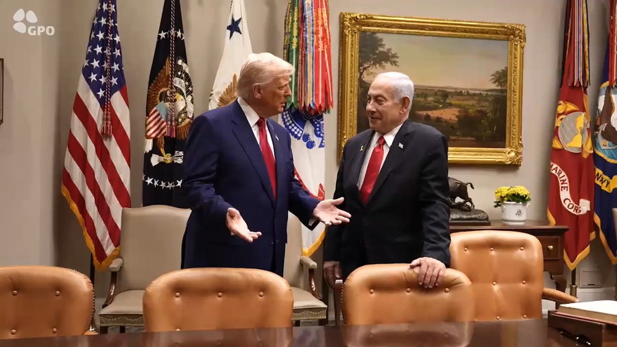 ראש הממשלה בנימין נתניהו מתקבל בבית הלבן על-ידי נשיא ארצות-הברית דונלד טראמפ