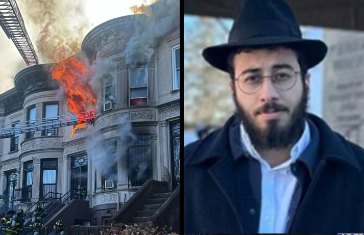 משמאל: הדירה הבוערת