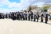 האדמו"ר מזוויעהיל בתפילה ע"י הכותל המערבי - חול המועד פסח