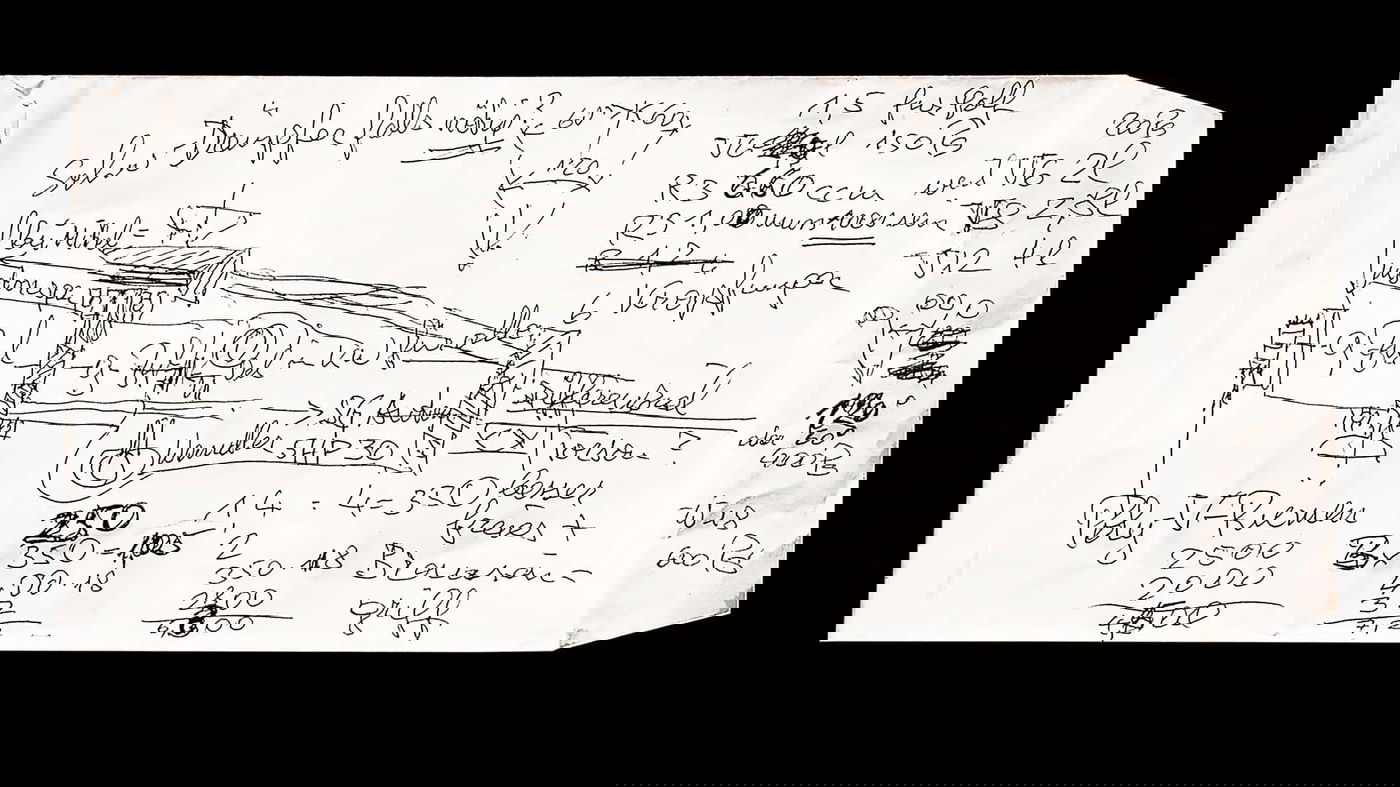 המעטפה עליה שרטט פיאך לראשונה את חזונו לרכב יוקרה מהמהירים בעולם