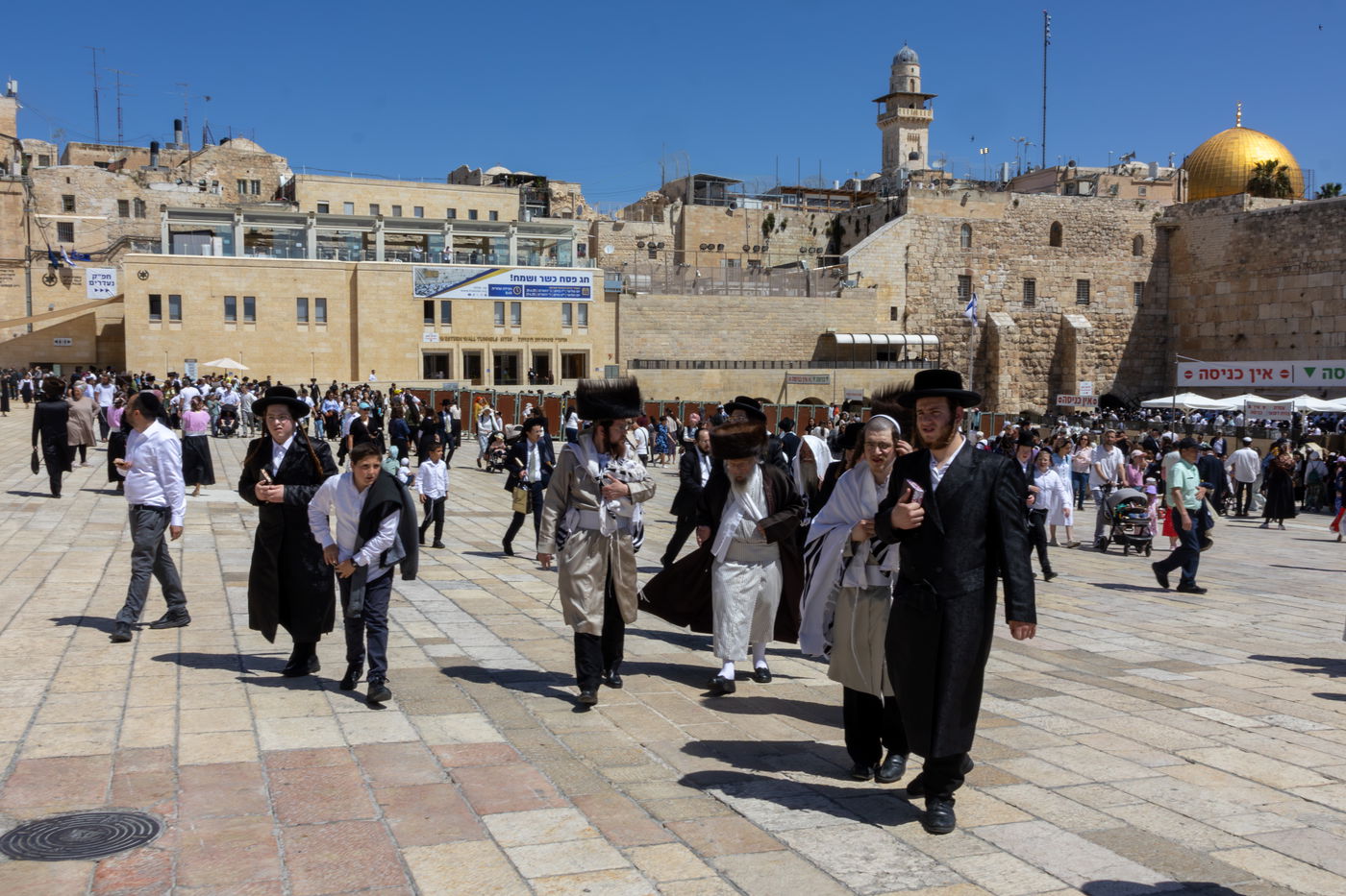 האדמו"ר מפינסק קרלין בתפילת מוסף בכותל המערבי