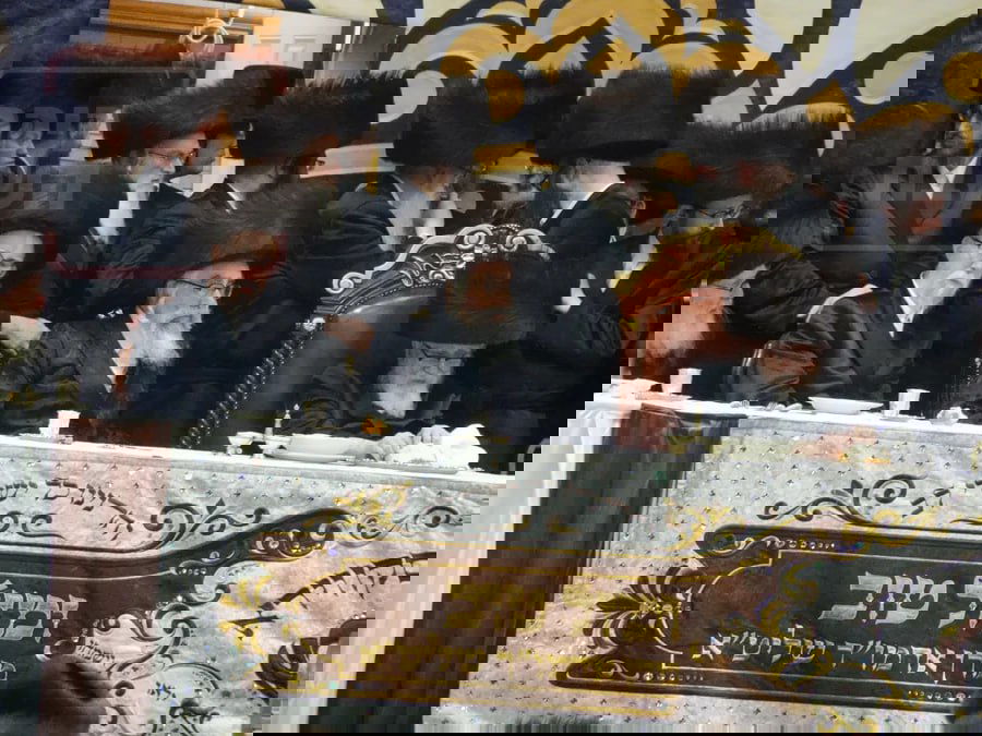 האדמו"ר מויז'ניץ מונסי עם האדמו"ר מסקווירא