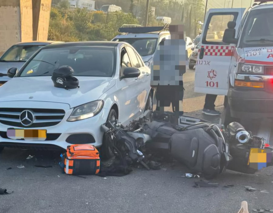 אופנוע ו-5 רכבים: פצוע קשה בתאונת שרשרת ליד ירושלים