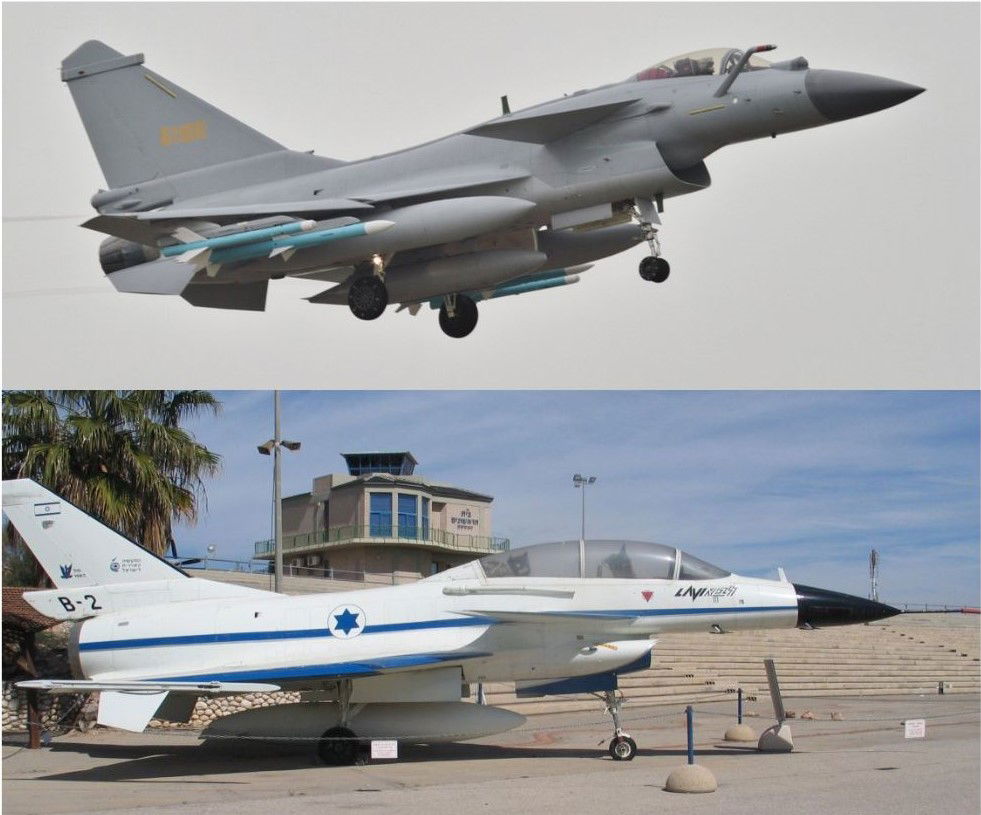 למעלה- המטוס הסיני. למטה- מטוס הלביא