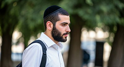 סטודנט חרדי בדרך ללימודים