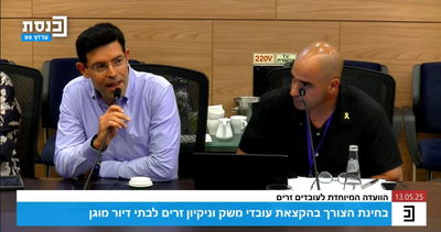 נציגי ארגון 'קדם' בדיון בוועדת העובדים בכנסת על מצוקת עובדי הניקיון בדיור המוגן