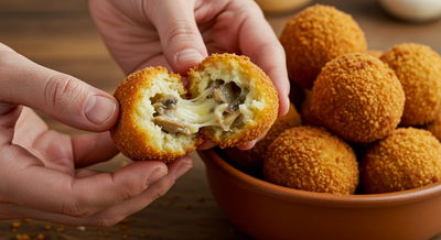 כדורי גבינה עם פטריות - פריך מבחוץ, נמס מבפנים