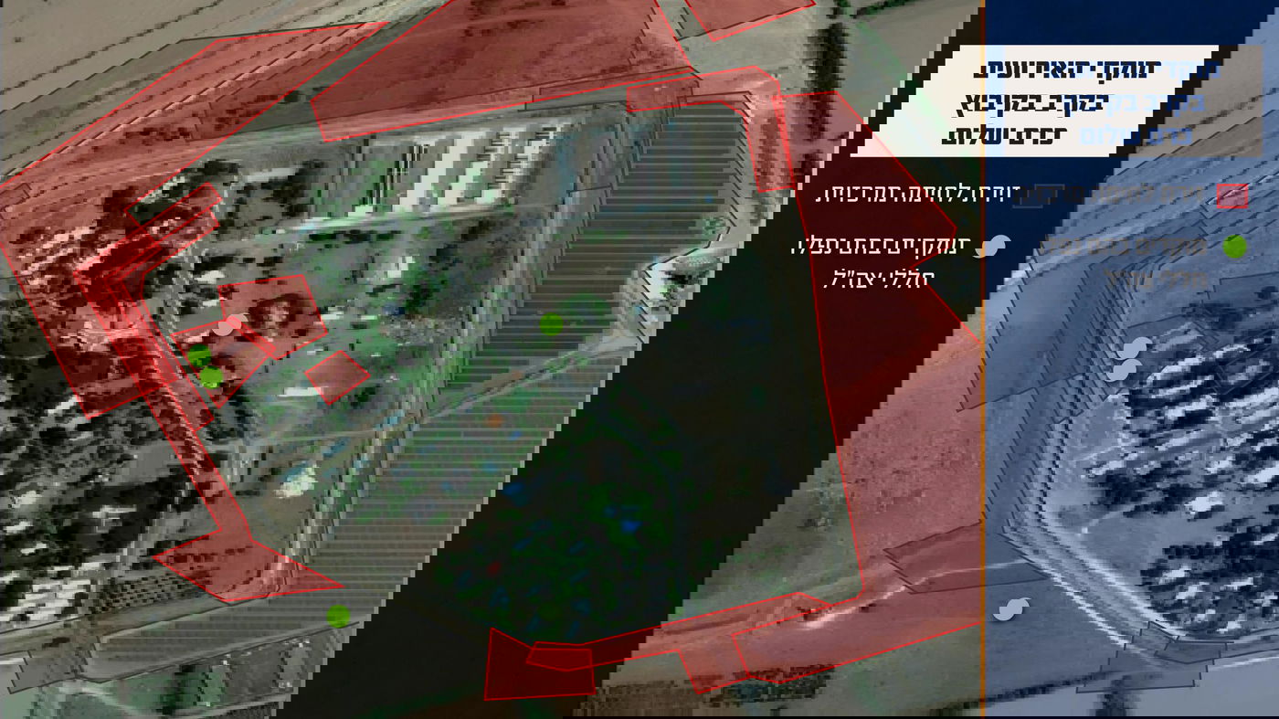 מפה המציגה את האירועים במהלך הקרב בקיבוץ כרם שלום