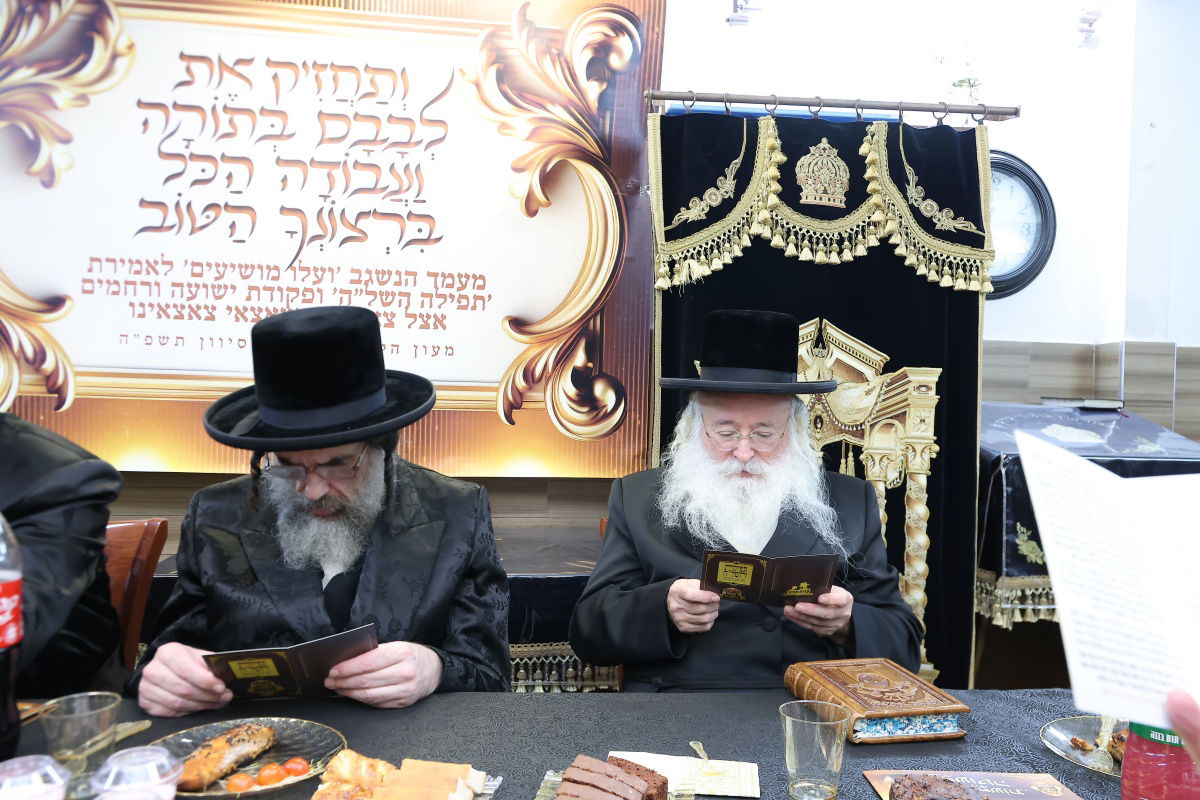 בני האדמו"ר מויז'ניץ באמירת תפילת השל"ה