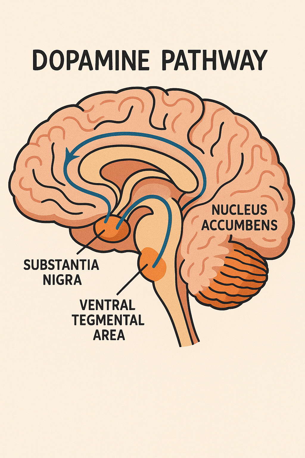 איור של מסלול הדופמין במוח