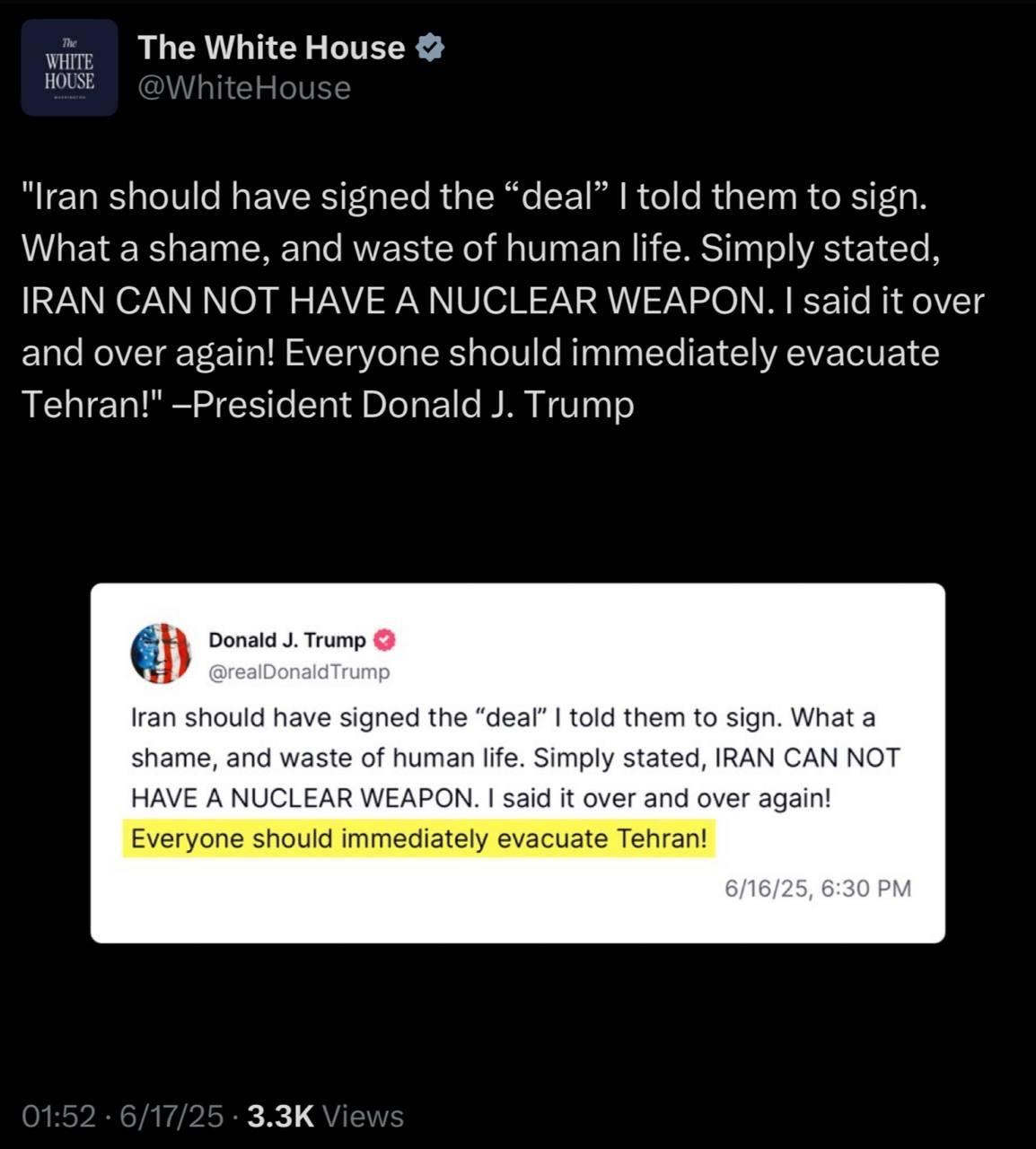 מטח שלישי מאיראן | ארצות הברית מצטרפת למערכה? רצף התבטאויות של הנשיא טראמפ 