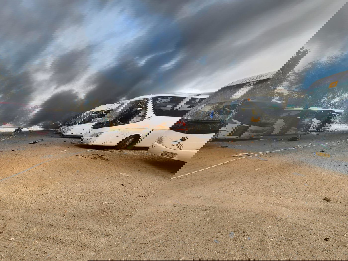 זירת הנפילה בחניון האוטובוסים בהרצליה