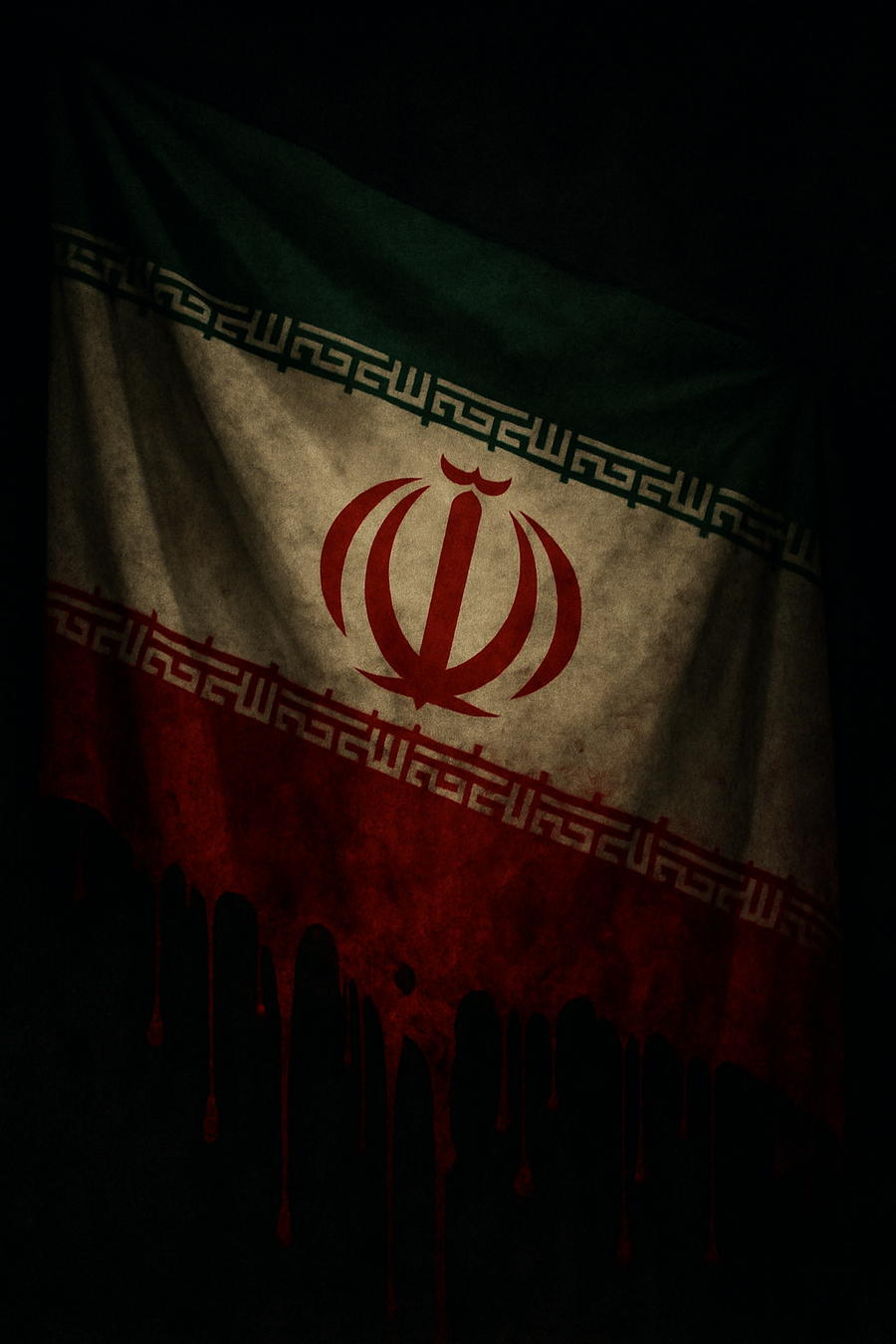 הדגל שלאחר המהפכה. סמל האריה והשמש הוחלף בסמל המורכב מאותיות של המילה 'אללה'