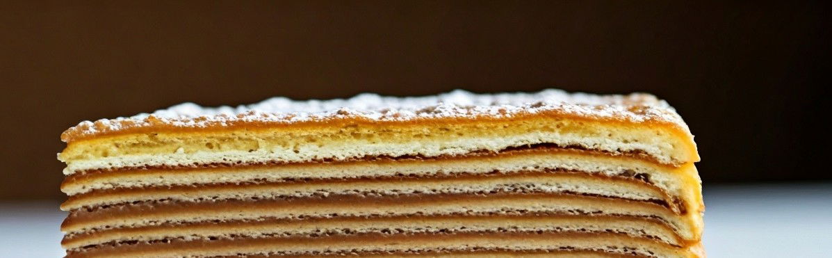 עוגת וופלה עם 7 שכבות דקיקות וקרם שוקולד מפתיע