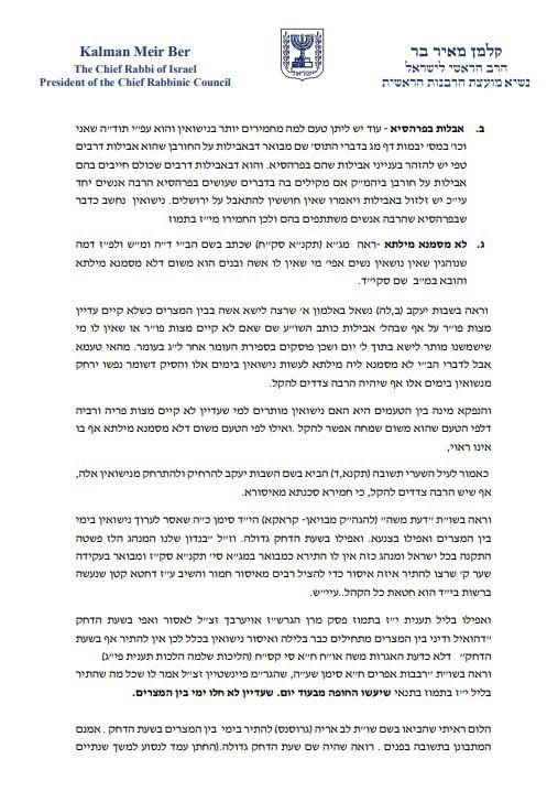 הפסק של הרב בר