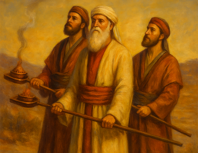 קְחוּ לָכֶם מַחְתּוֹת קֹרַח וְכָל עֲדָתוֹ