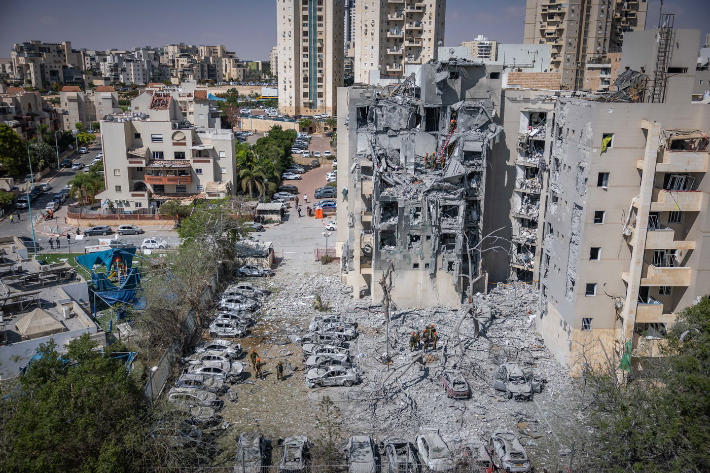 ההרס הרב בזירת הנפילה בבאר שבע, אתמול