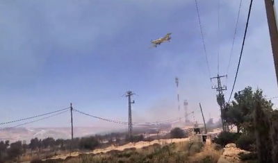 רביעיית מטוסים מסייעים: שריפה פרצה סמוך ליישוב החרדי בגוש עציון