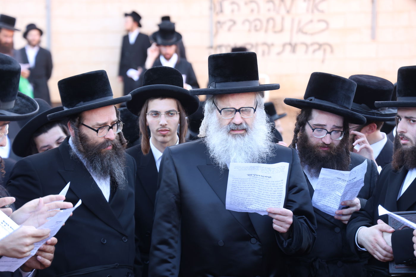 האדמו"ר מויז'ניץ בית שמש בעצרת מחאה ביהוד