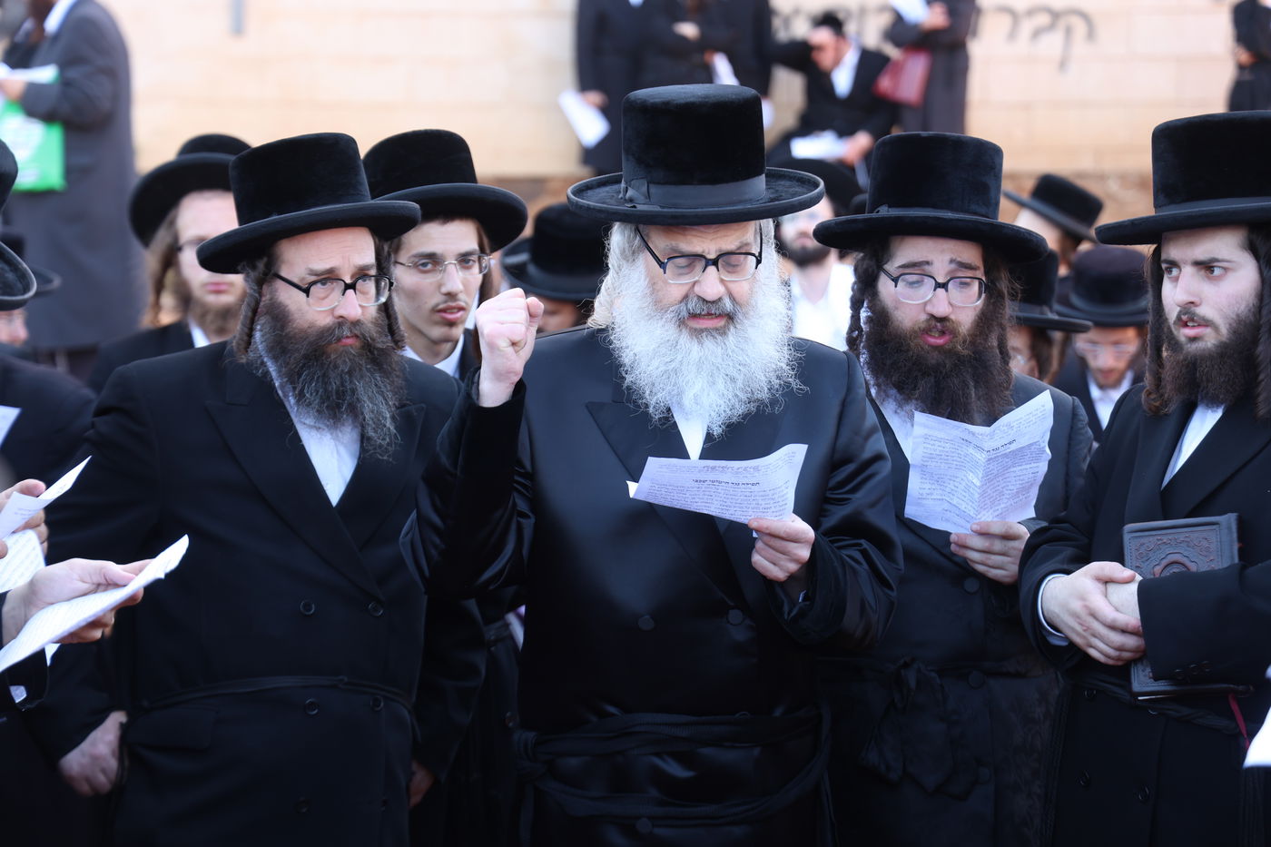 האדמו"ר מויז'ניץ בית שמש בעצרת מחאה ביהוד