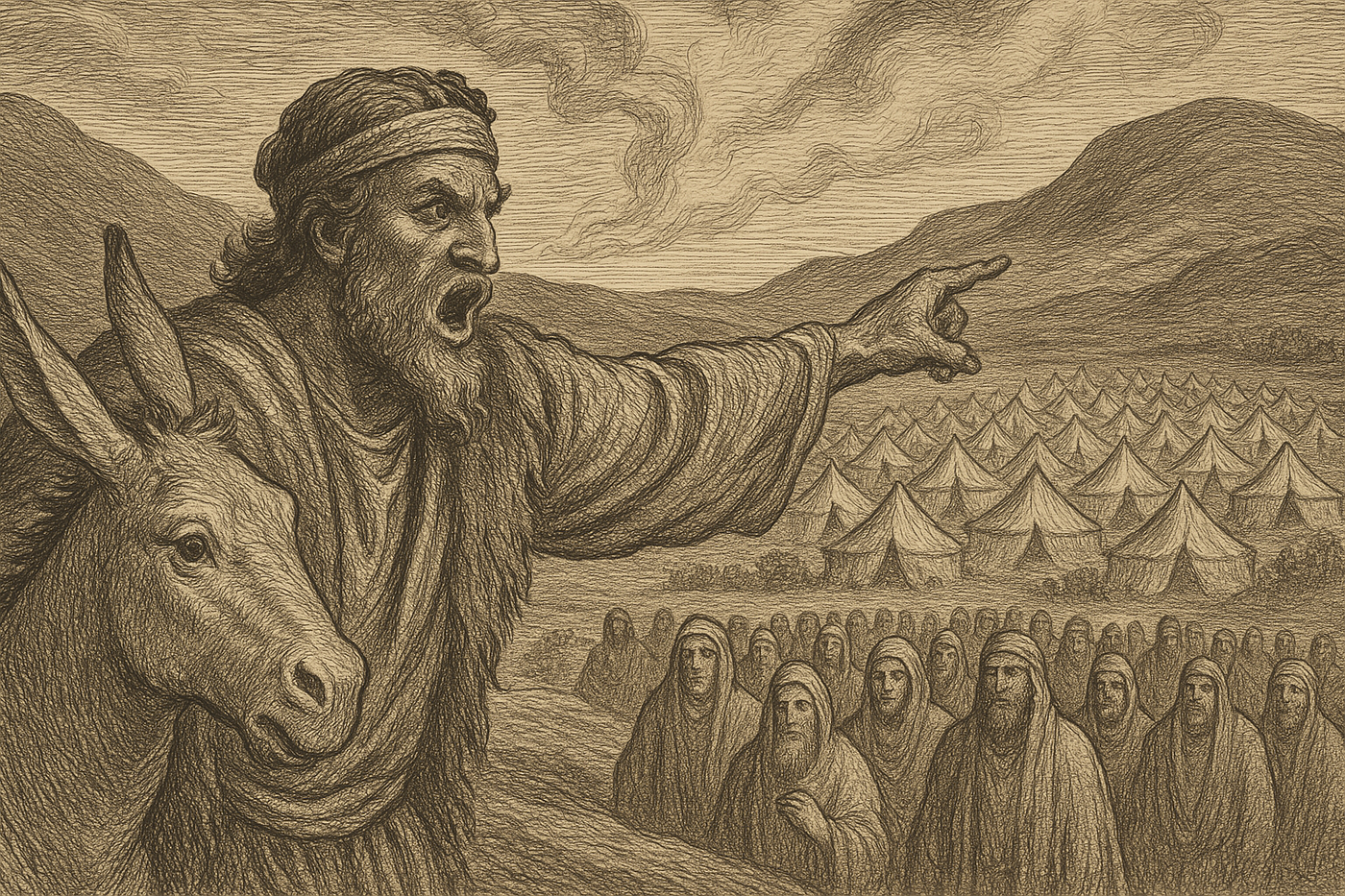 קלל בשעה הידועה לו. איור של בלעם במדבר