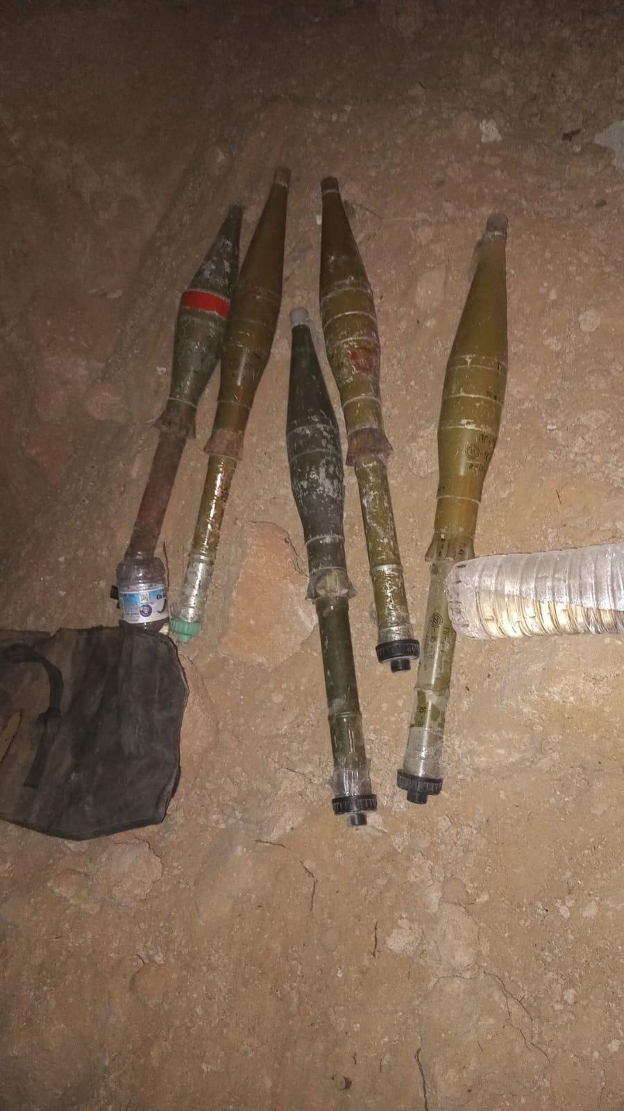 טילי RPG שאותרו בתוך התוואי התת-קרקעי