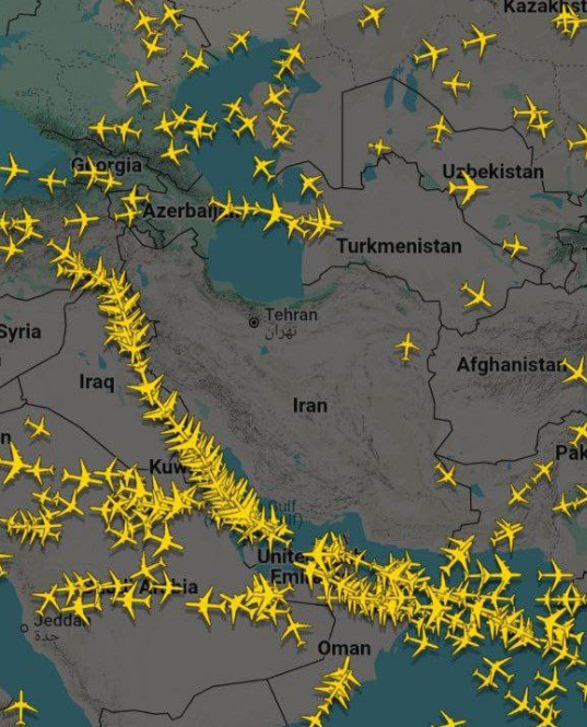 המרחב האווירי באיראן - סגור. צילום מסך מהדקות האחרונות