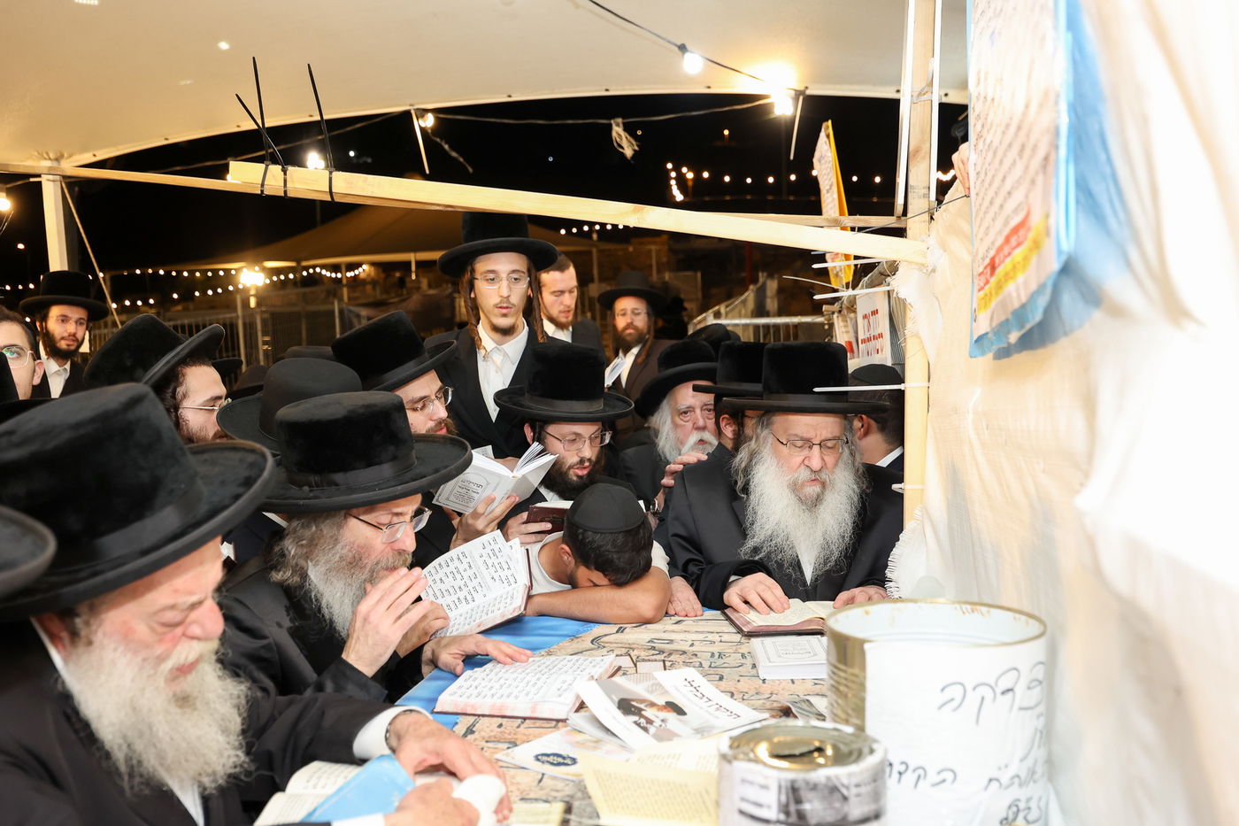 הרה"צ רבי אלימלך בידרמן והאדמו"ר מנדבורנה בתפילה בציון ה'אור החיים' הקדוש