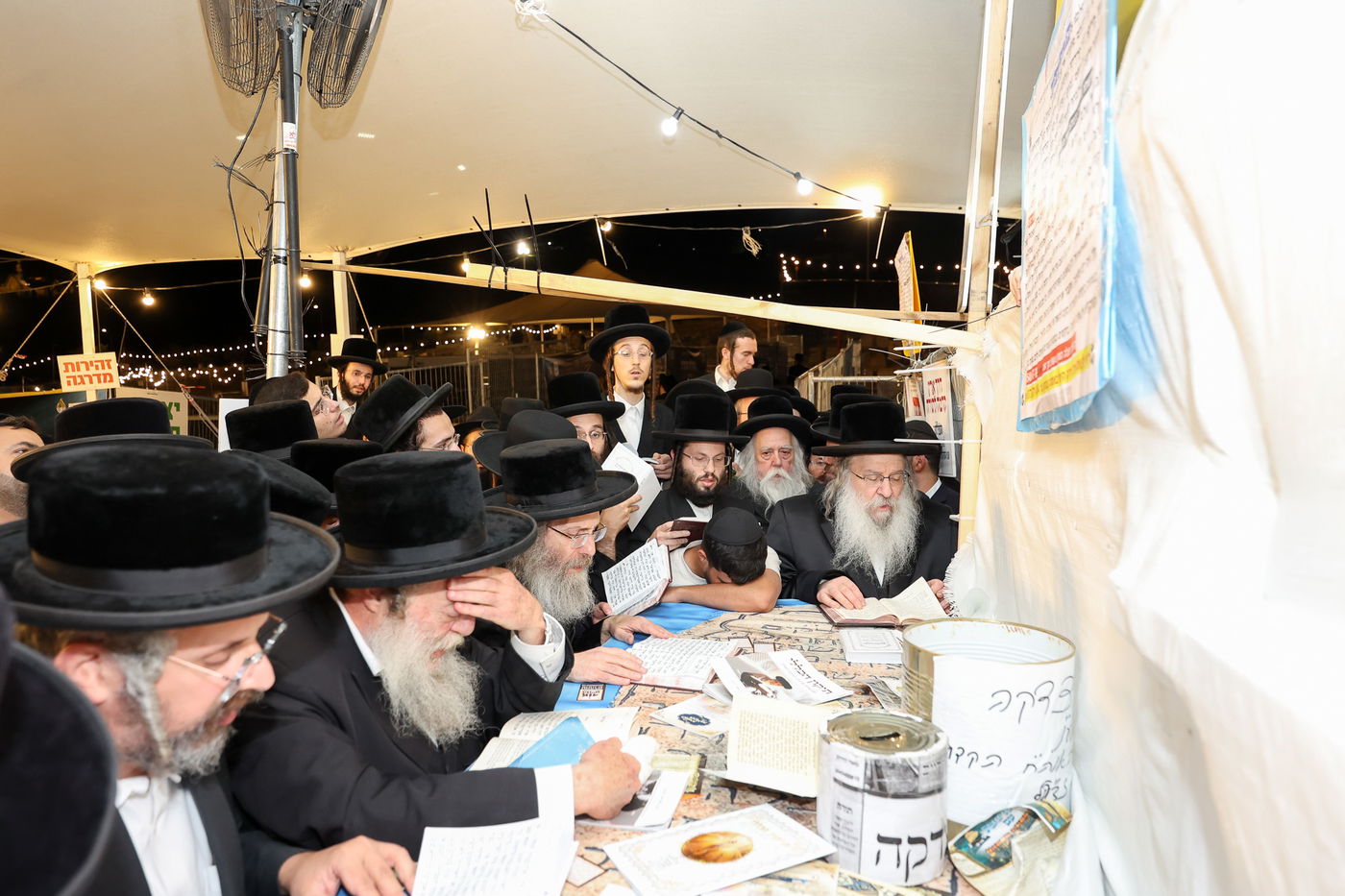 הרה"צ רבי אלימלך בידרמן והאדמו"ר מנדבורנה בתפילה בציון ה'אור החיים' הקדוש