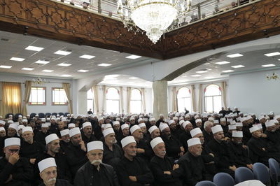 טקס הלוויה של הילדים הדרוזים שנהרגו במגרש הכדורגל מפגיעת טיל שנורה מלבנון, בכפר הדרוזי מג'דל שמס, ברמת הגולן, 28 ביולי 2024