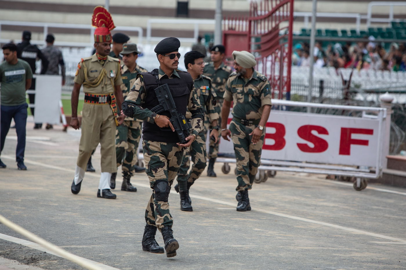 טקס חילופי משמרות האבטחה בגבול הודו ופקיסטן