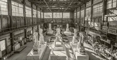 המפעל עם הזרועות הרובוטיות