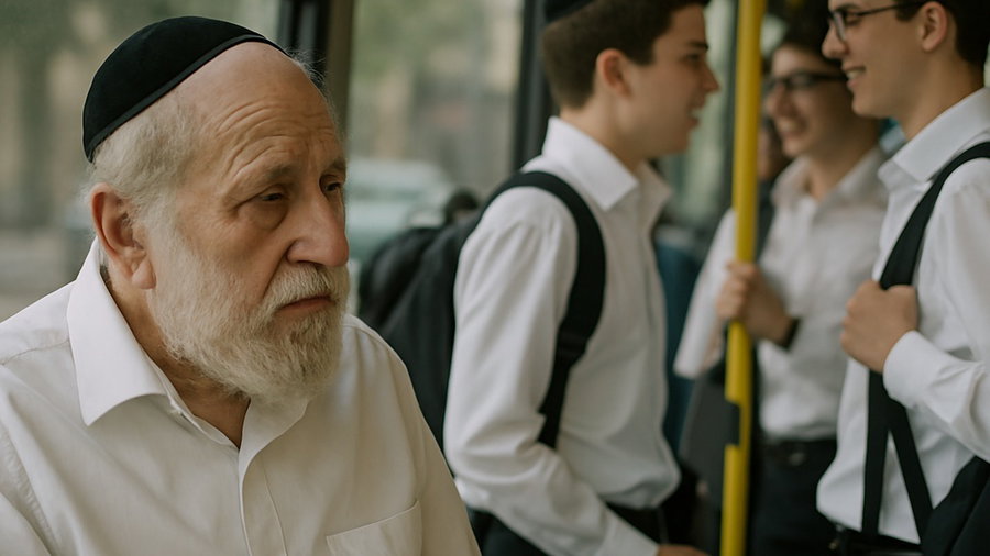 יהודי מבוגר באוטובוס