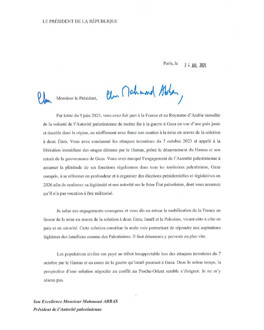 ההודעה של מקרון