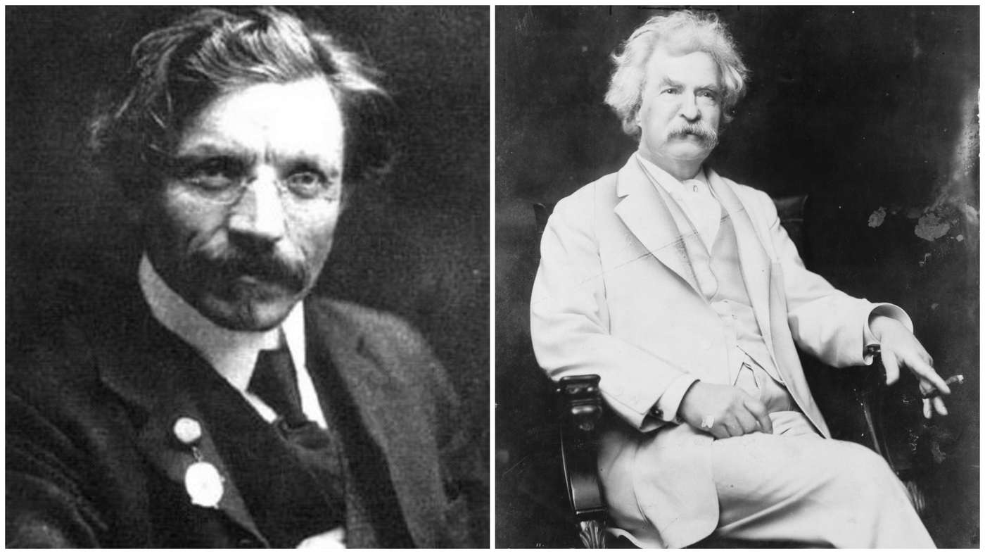 מימין - הסופר והסטיריקן העולמי מרק טווין | משמאל - הסופר היידי שלום עליכם